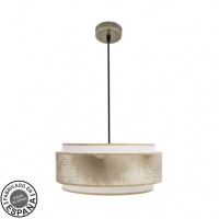 Distribuidor - Lâmpadas Diversas | Colgantes Moderno | COLGANTE NEPAL 3P 1XE27 CUERO/BLANCO/ORO REGX40X40 CM Ref: 227894114